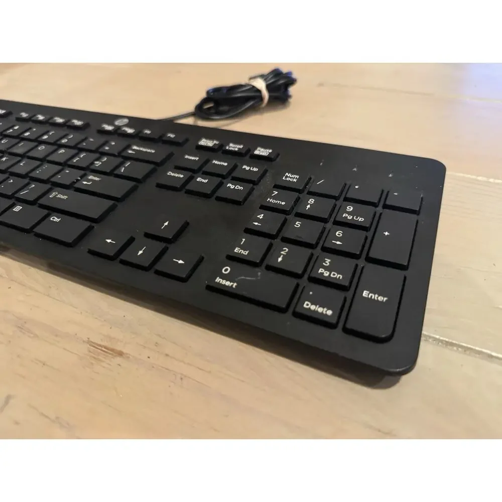 HP Slim Wired USB Keyboard KU-1469 Black Full Size Tested Working